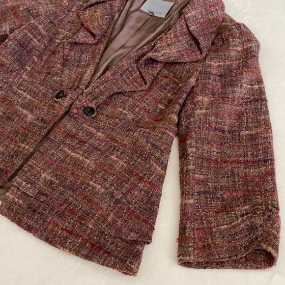 Classiques Entier | 3/4 Sleeve Cotton Wool Alpaca Blend Tweed Open Jacket (L) - Picture 9 of 16
